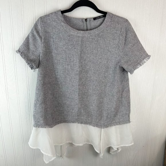 Doe & Rae‎ Blouse Gray Short sleeve size small - Picture 1 of 5